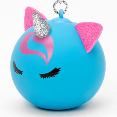 Glitter Unicorn Stress Ball Keychain - Blue