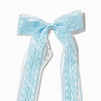 Light Blue Lace Satin Hair Bow Clip