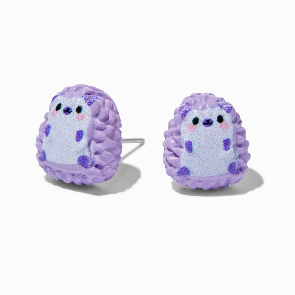 Purple Hedgehog Stud Earrings