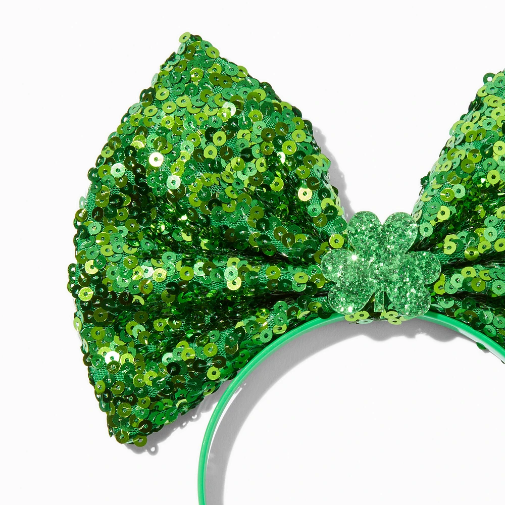 St. Patrick's Day Large Sequin Bow Headband