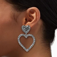 Mean Girls™ x Claire's Crystal Diamante Silver-tone Heart Drop Earrings