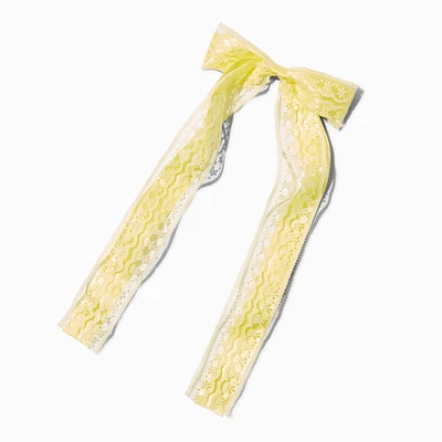 Yellow Lace Satin Hair Bow Clip