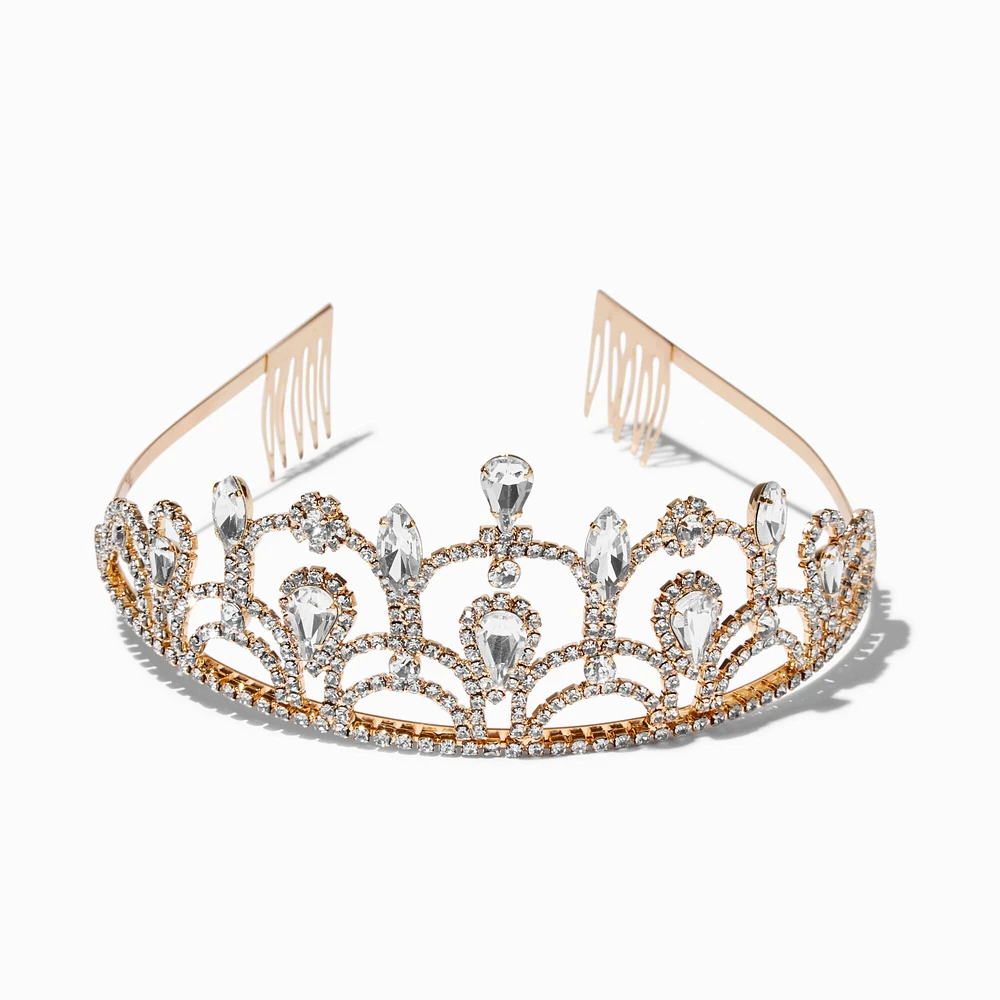 Gold Rhinestone Linda Tiara