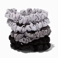 Shades of Gray Skinny Silky Hair Scrunchies - 6 Pack