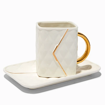 Handbag-Shaped Ceramic Mug & Tray Set