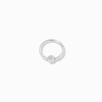 Silver Stainless Steel 16G Pavé Crystal Cartilage Hoop Earring