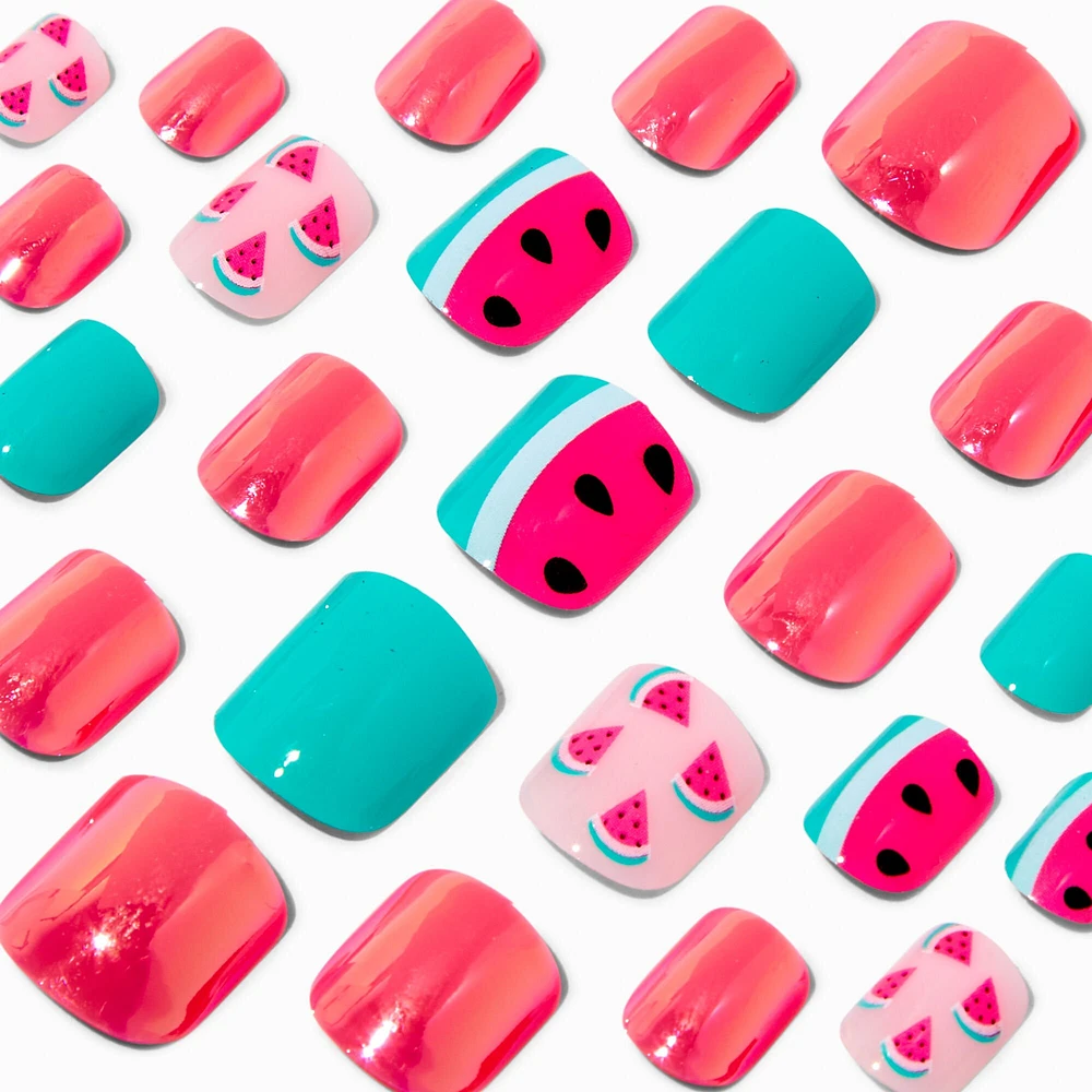 Watermelon Square Press On Vegan Faux Nail Set - 24 Pack