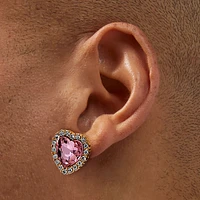 Claire's x Sliving by Paris Hilton Crystal Pink Heart Stud Earrings