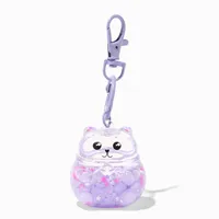 Lucky Cat Water-Filled Glitter Keychain
