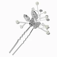 Silver-tone Crystal Butterfly & Pearl Spray Hair Pins - 2 Pack