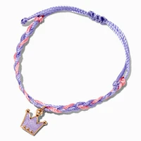 Purple & Pink Crown Braided Adjustable Bracelet