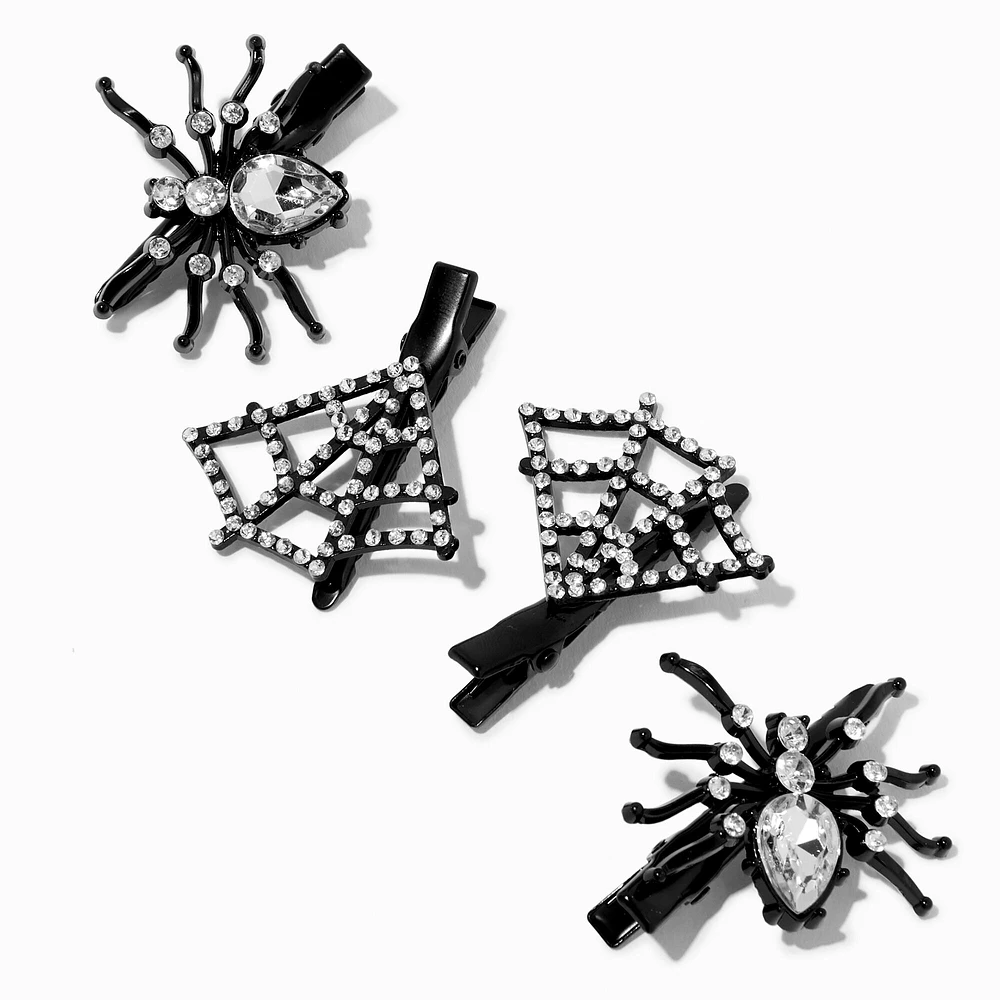 Crystal Spiders & Webs Hair Clips