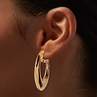 Gold-tone 40MM Clip-On Chunky Hoop Earrings