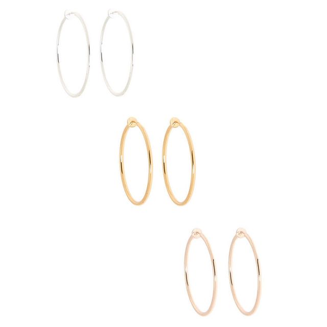 Gold 40MM Mixed Hoop Earrings - 3 Pack