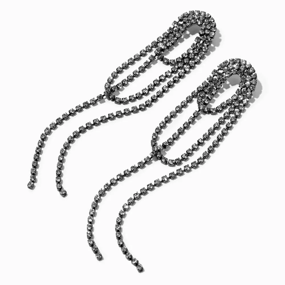 Hematite Crystal Loopy Lasso 4" Drop Earrings