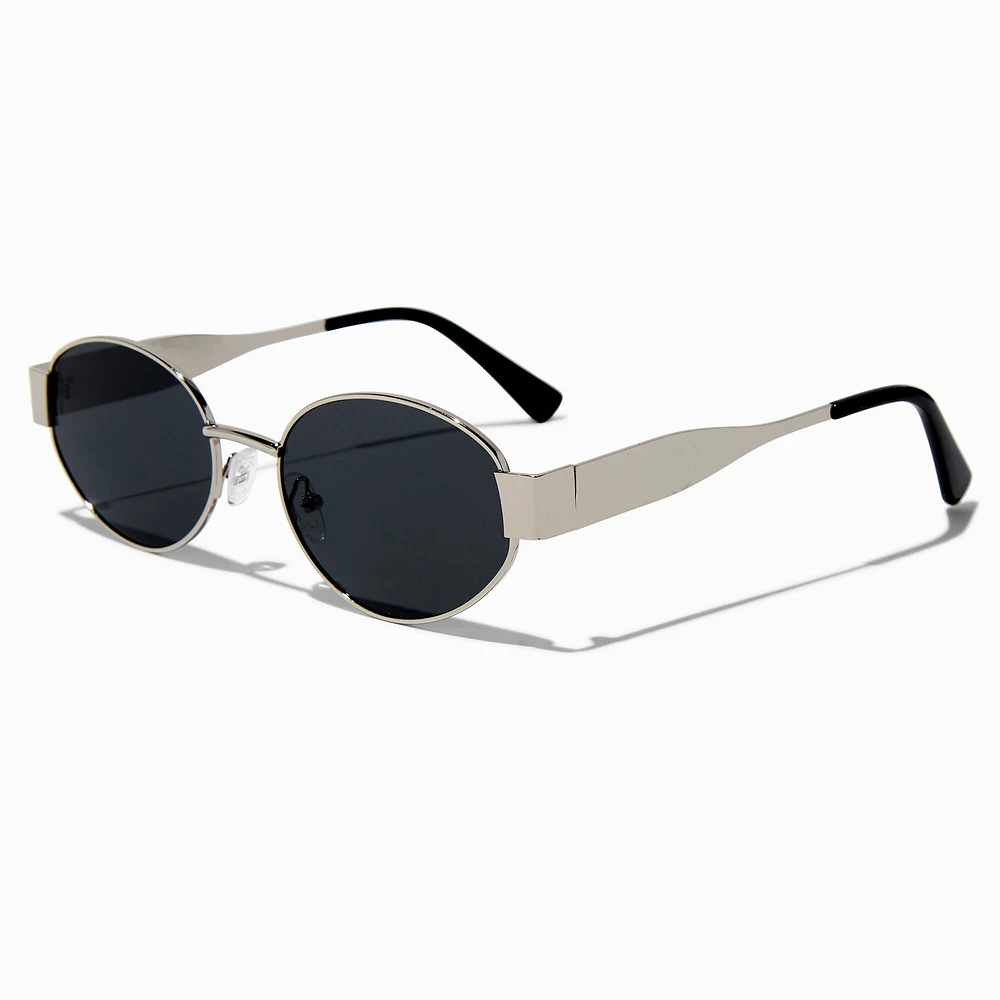 Black Tortoiseshell Oval Metal Sunglasses