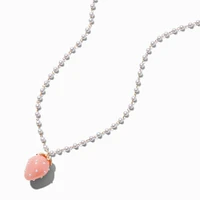 Pearl Chain Strawberry Pendant Necklace