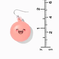 Squish Pink Happy Face Macaron 1" Drop Earrings