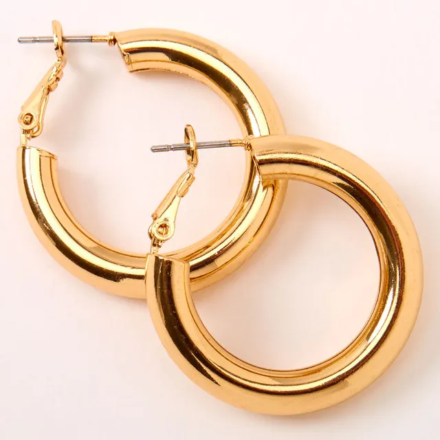 Claire's Gold 30MM Tube Hoop Earrings