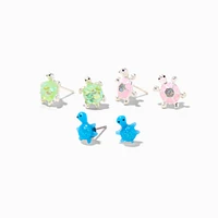 Silver Turtle Mix Stud Earrings - 3 Pack