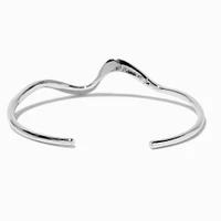 Silver-tone Wave Swirl Cuff Bracelet