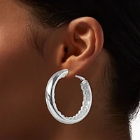 Silver-tone Pearl Inner Hoop Earrings