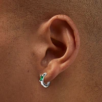 Emerald Green Cubic Zirconia 10MM Huggie Hoop Earrings