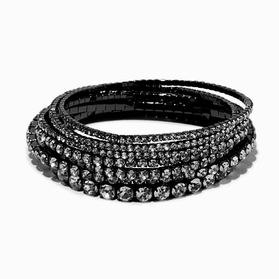 Hematite & Crystal Stretch Bracelet - 7 Pack