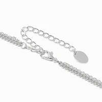 Silver-tone Curb Chain & Crystal Multi-Strand Necklace