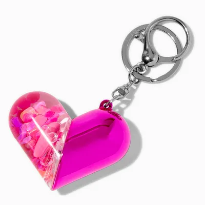 Heart Water-Filled Glitter Keychain