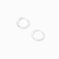 C LUXE by Claire's Sterling Silver 8MM Cubic Zirconia Pavé Clicker Hoop Earrings