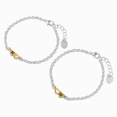 Best Friends Big Sis & Lil Sis Heart Charm Bracelets - 2 Pack