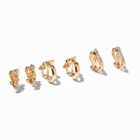 Gold-tone Clip-On Hoop Earrings - 3 Pack