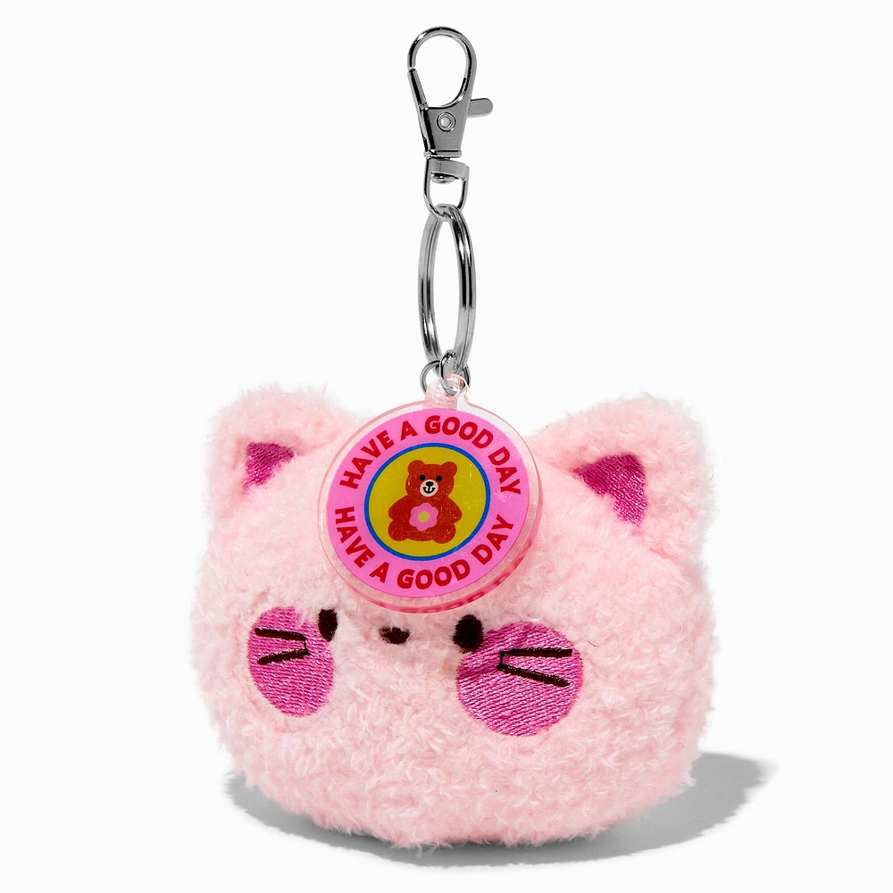 Fuzzy Pink Cat Plush Keychain