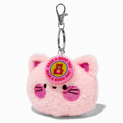 Fuzzy Pink Cat Plush Keychain