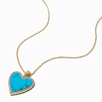 C LUXE by Claire's 18k Yellow Gold Plated Cubic Zirconia Turquoise Heart Pendant Necklace