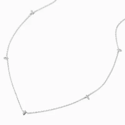 C LUXE by Claire's Sterling Silver Plated Cubic Zirconia Marquise Station Necklace