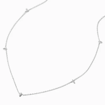 C LUXE by Claire's Sterling Silver Plated Cubic Zirconia Marquise Station Necklace