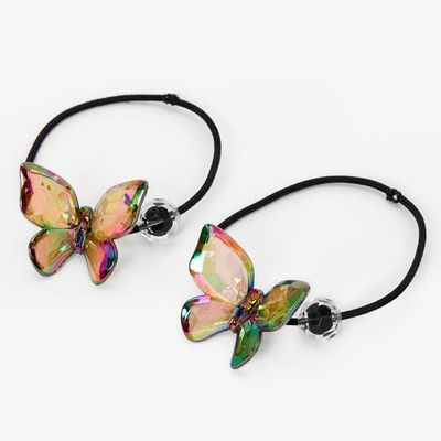 Black Iridescent Butterfly Hair Ties - 2 Pack