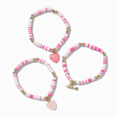 Claire's Club Heart Polymer Clay Beaded Bracelet Set - 3 Pack