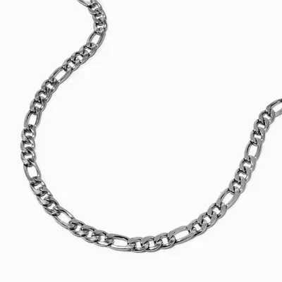 Silver-tone Stainless Steel 8MM Figaro Chain Necklace