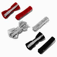 Claire's Club Holiday Mixed Velvet Hair Clips - 6 Pack