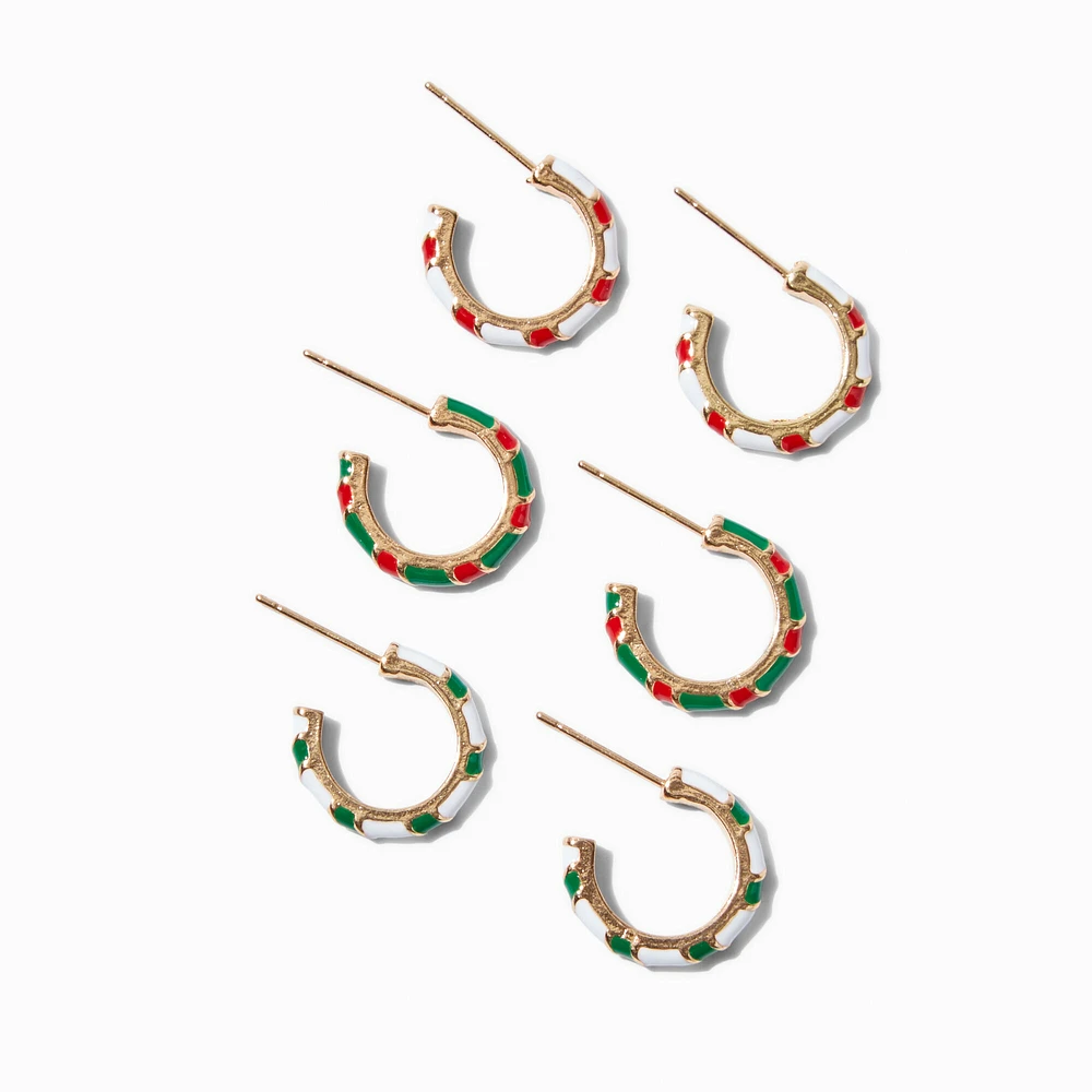 Candy Stripe Hoop Earrings - 3 Pack