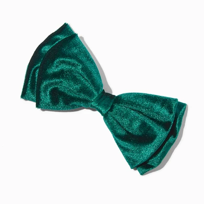 Green Velvet Hair Bow Clip