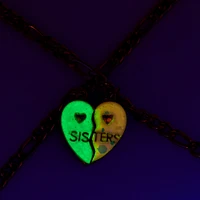 Best Friends Sisters Glow in the Dark Split Heart Charm Bracelets - 2 Pack