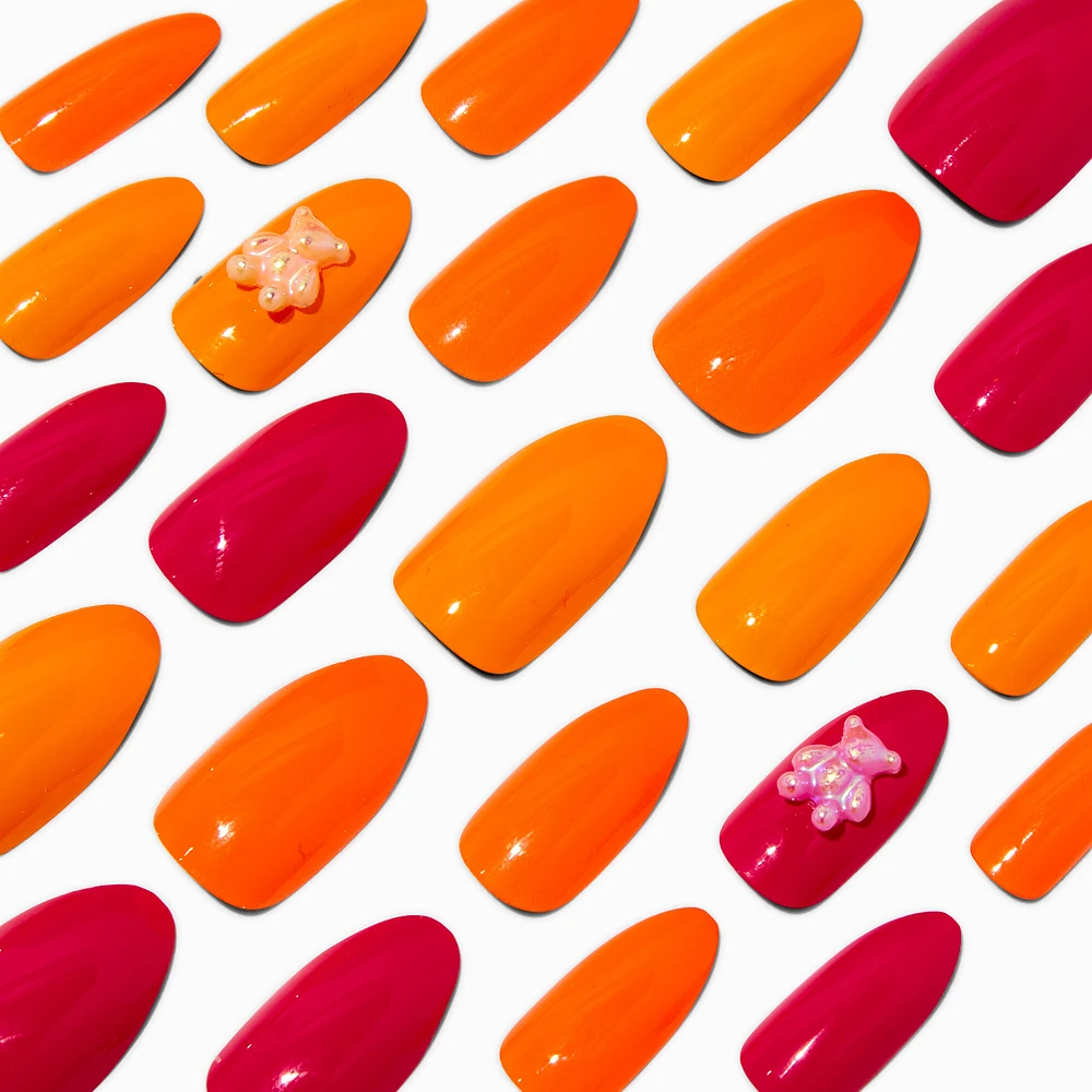 Orange Bear Stiletto Vegan Faux Nail Set - 24 Pack