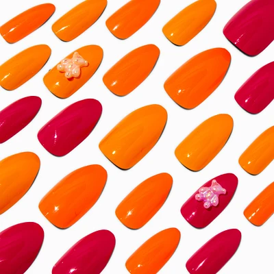Orange Bear Stiletto Vegan Faux Nail Set - 24 Pack