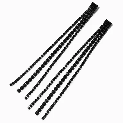Jet Black Cubic Zirconia Linear 5" Drop Earrings