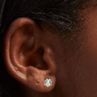 Silver Cubic Zirconia 6MM Round Stud Earrings
