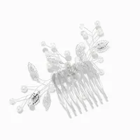 Silver Crystal Floral Spray Hair Comb